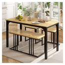 4 Piece Dining Table Set With Bench And 2 Stools For 4 Persons Natural