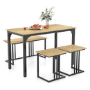 4 Piece Dining Table Set With Bench And 2 Stools For 4 Persons Natural