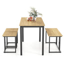 4 Piece Dining Table Set With Bench And 2 Stools For 4 Persons Natural