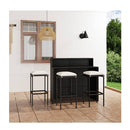 4 Piece Garden Bar Set With Cushions Black
