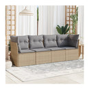4 Piece Garden Sofa Set With Cushions Beige Poly Rattan