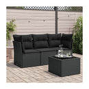 4 Piece Garden Sofa Set With Cushions Black Poly Rattan