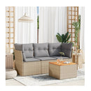 4 Piece Garden Sofa Set With Cushions Mix Beige Poly Rattan