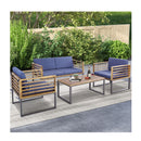 4 Piece Patio Chair Set With Soft Seat Back Cushions For Backyard