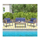 4 Piece Patio Chair Set With Soft Seat Back Cushions For Backyard