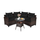 4 Piece Patio Wicker Furniture Set With Cushion Black