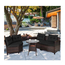 4 Piece Patio Wicker Furniture Set With Cushion Black