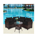 4 Piece Patio Wicker Furniture Set With Cushion Black