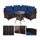 4 Piece Patio Wicker Furniture Set With Cushion Navy