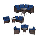 4 Piece Patio Wicker Furniture Set With Cushion Navy