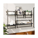 4 Piece Wall Shelf Set With Bars Black Engineered Wood