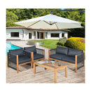 4 Pieces Acacia Wood Patio Conversation Set With Armrest