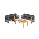 4 Pieces Acacia Wood Patio Conversation Set With Armrest