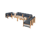 4 Pieces Acacia Wood Patio Conversation Set With Armrest