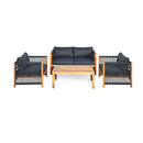 4 Pieces Acacia Wood Patio Conversation Set With Armrest
