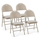4 Pieces Foldable Chairs With Padded Seat And Backrest Beige