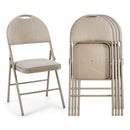 4 Pieces Foldable Chairs With Padded Seat And Backrest Beige