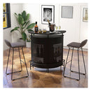 4 Tier Bar Table With Curved Countertop And 3 Stemware Holders Black