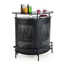 4 Tier Bar Table With Curved Countertop And 3 Stemware Holders Black