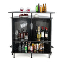 4 Tier Bar Table With Curved Countertop And 3 Stemware Holders Black