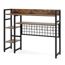 4 Tier Desk Shelf With Metal Grid Panel And 6 Hooks