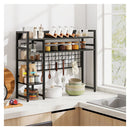 4 Tier Desk Shelf With Metal Grid Panel And 6 Hooks
