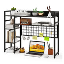 4 Tier Desk Shelf With Metal Grid Panel And 6 Hooks