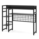 4 Tier Desk Shelf With Metal Grid Panel And 6 Hooks