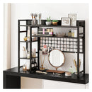 4 Tier Desk Shelf With Metal Grid Panel And 6 Hooks