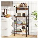 4 Tier Kitchen Bakers Rack With Power Outlet 8 S Hooks Rustic Brown