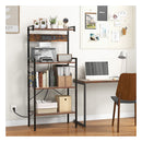 4 Tier Kitchen Bakers Rack With Power Outlet 8 S Hooks Rustic Brown
