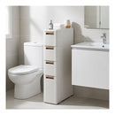 4 Tier Narrow Storage Cabinet With 4 Drawers And 3 Dividers Beige