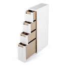 4 Tier Narrow Storage Cabinet With 4 Drawers And 3 Dividers Beige