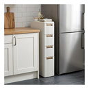 4 Tier Narrow Storage Cabinet With 4 Drawers And 3 Dividers Beige
