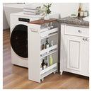 4 Tier Rolling Storage Cart 20Cm Slim Cart On Wheels Rustic Brown