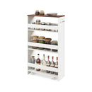 4 Tier Rolling Storage Cart 20Cm Slim Cart On Wheels Rustic Brown