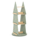 4 Tier Tree Shape Wooden Kids Rotating Bookshelf For Bedroom Green