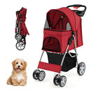 4 Wheel Folding Pet Stroller With Mesh Windows And Storage Basket