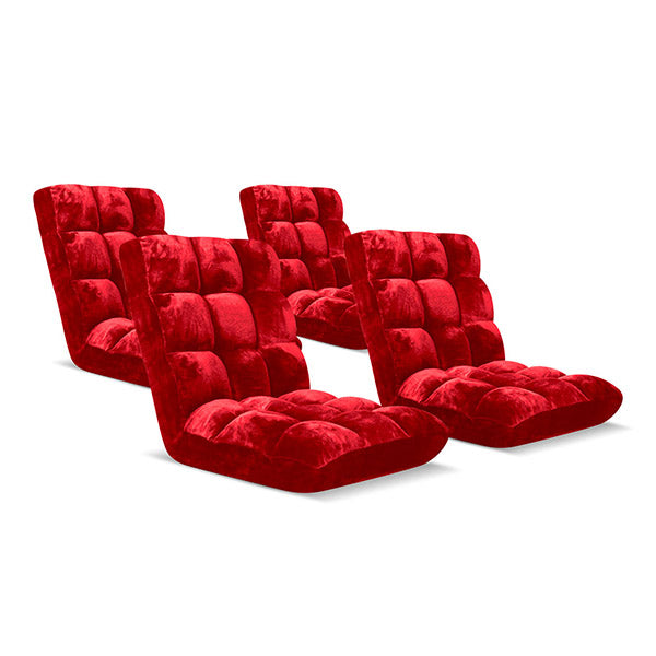 4X Floor Recliner Folding Lounge Sofa Futon Couch Folding Chair Cushion Red