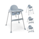4in1 Convertible Baby High Chair With Removable Double Tray Grey