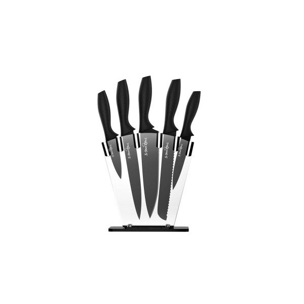 7Pcs Kitchen Knife Set Stainless Steel Non Stick With Sharpener