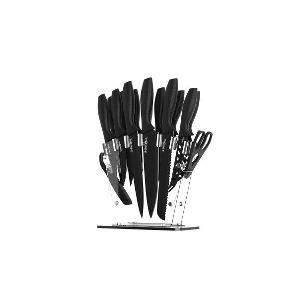 17Pcs Kitchen Knife Set Stainless Steel Non Stick With Sharpener