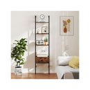 5 Tier Ladder Bookcase With Drawer Tall Wall Mounted Bookshelf