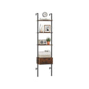 5 Tier Ladder Bookcase With Drawer Tall Wall Mounted Bookshelf