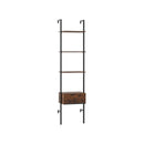5 Tier Ladder Bookcase With Drawer Tall Wall Mounted Bookshelf
