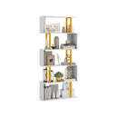 5 Tier Geometric Bookcase With Metal Frame And Anti Tipping Kits