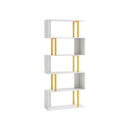 5 Tier Geometric Bookcase With Metal Frame And Anti Tipping Kits