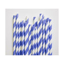 50 Pack Blue White Drinking Straws Biodegradable Eco Paper Birthday Party Event Bistro Bar Cafe Take Away