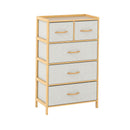 5 Drawer Bamboo Dresser For Bedroom With 5 Foldable Fabric Drawers