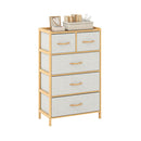 5 Drawer Bamboo Dresser For Bedroom With 5 Foldable Fabric Drawers